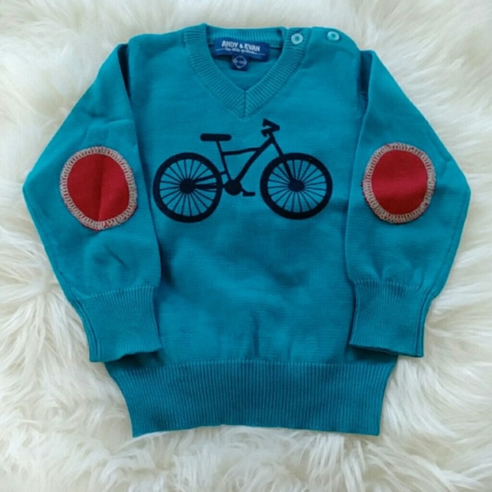 Andy & Evan Bicycle Sweater Boys Teal NEW